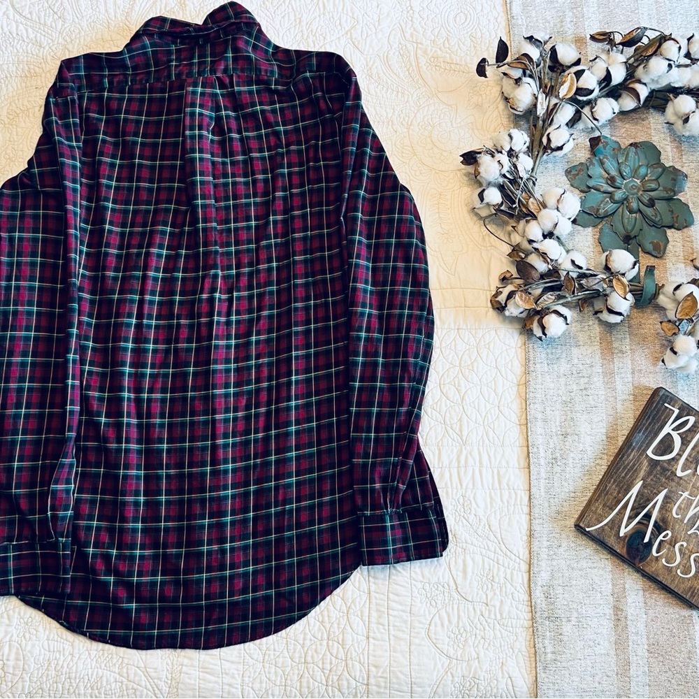 Vintage Ralph Lauren Red & Green Plaid Button Down Long sleeve Shirt size Large - Picture 5 of 10